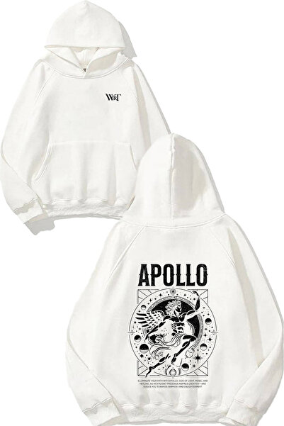 THEWERT Apollo Angel Design Spate cu imprimeu Alb cu glugă Swea tricou