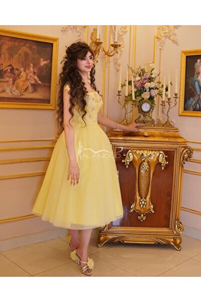 ALANOOD FASHION Reem's elegant yellow dress - a charming and comfortable look for all occasions