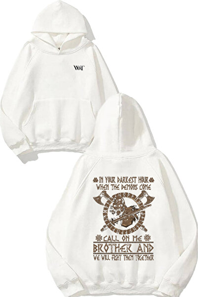 THEWERT Call On Me Brother Design Rucsac cu imprimeu Alb cu glugă Swea tricou