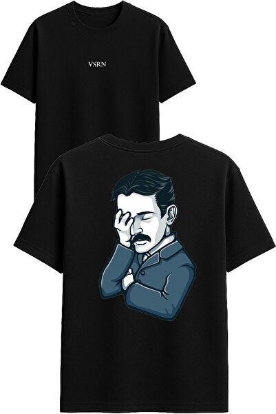 VSRN تي شيرت نيكولا جيرين ديزاين مطبوع أسود قصة فضفاضة