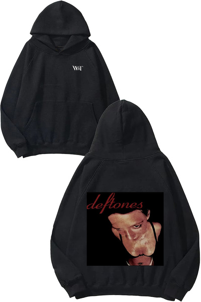 THEWERT Deftones Design Spate cu imprimeu Negru cu glugă Swea tricou
