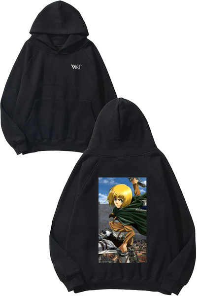 THEWERT Φούτερ Attack On Titan Armin 3 Design Back με τύπωμα Μαύρο με κουκούλα