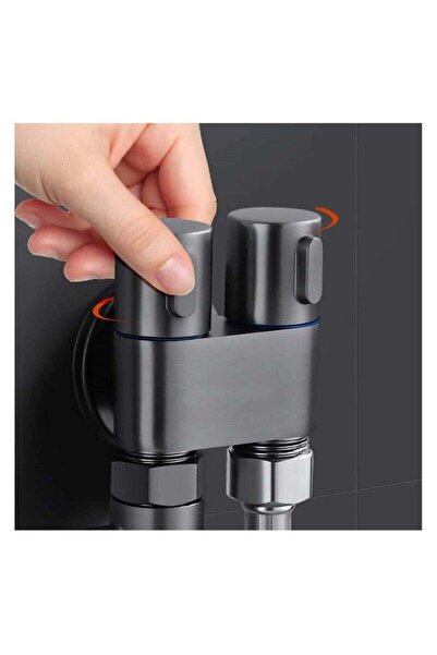 Generic 1-In-2-Out Dual Control Valve Handheld Bidet Sprayer Kit, Grey