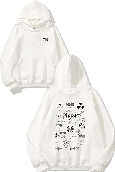 THEWERT Физика Дизайн С гръб с печат Бяла суитшърт с качулка