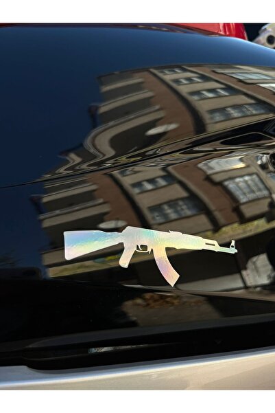 Mavera Stickers AK47 Hologram Sticker 10x3cm Araba-Kask-Motor-Laptop İçin