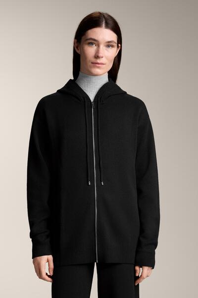 Oysho Long knit cardigan with hood