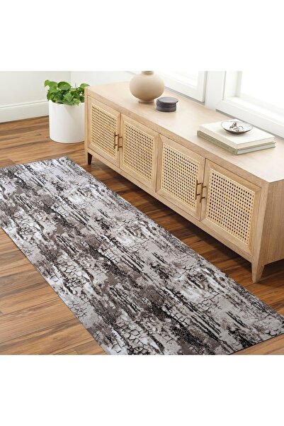 OEM Non-Slip Rug Brown with Beige, Abstract, Polyester 80 x 300 cm