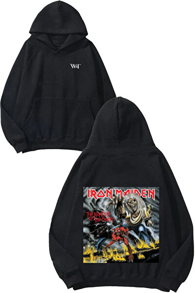THEWERT Iron Maiden The Number Design Rucsac cu imprimeu Negru cu glugă Swea ...