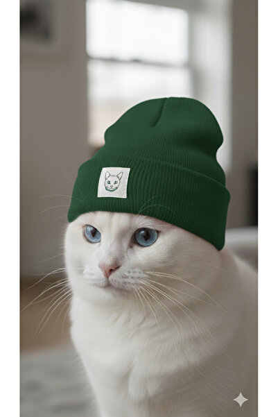 MEOW Winter Wool Cat Label Unisex Foldable Beanie