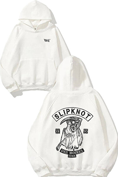 THEWERT Slipknot Des Moines Design Spate cu imprimeu Alb cu glugă Swea tricou