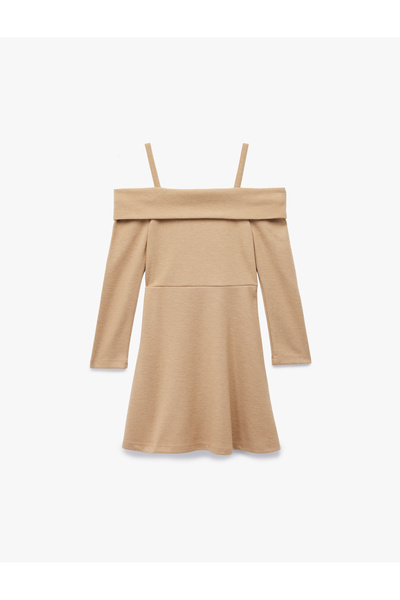 Koton Flounce Strap Detailed Long Sleeve Dress