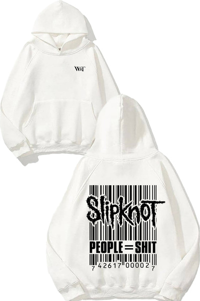 THEWERT Slipknot People Shıt Design Spate cu imprimeu Alb cu glugă Swea tricou