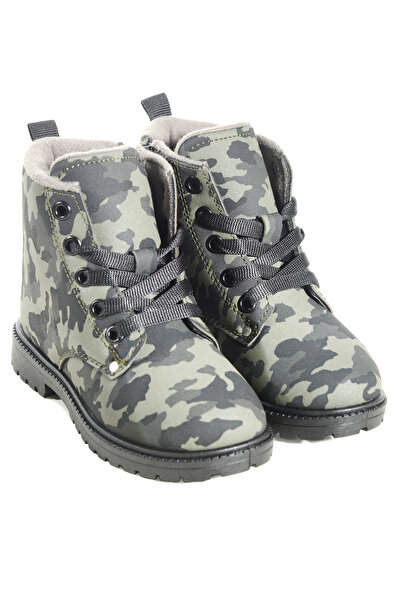 KU&PA SHOES Solder Camouflage Kids Boots Girls Boys Unisex Shoes Leather-Look Zippered Lace-Up Kp-3012