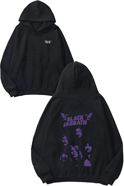 THEWERT Φούτερ Black Sabbath Purple Design με τύπωμα Μαύρο με κουκούλα