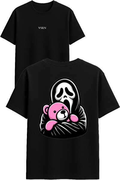 VSRN Tricou oversize negru cu imprimeu design Ghostly Design