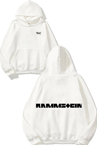 THEWERT سويت شيرت رامشتاين موتور ديزاين مطبوع أبيض بغطاء رأس