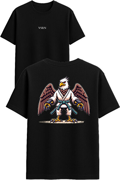 VSRN تي شيرت كاراتيتيك إيرل ديزاين مطبوع أسود قصة فضفاضة