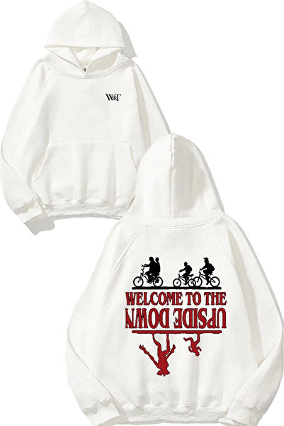 THEWERT Stranger Things Welcome Design Rucsac cu imprimeu Alb cu glugă Swea tricou