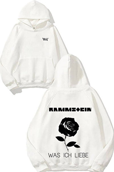 THEWERT سترة رامشتاين واس إيش ليبي ديزاين مطبوع بيضاء بغطاء رأس