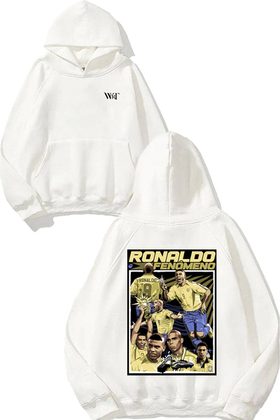 THEWERT Rucsac Ronaldo Fenomeno Design cu imprimeu Alb cu glugă Swea tricou