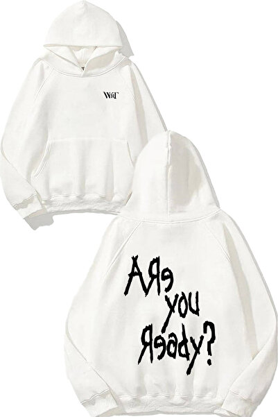 THEWERT سترة كورن أر يو ريدي ديزاين مطبوع بيضاء بغطاء رأس