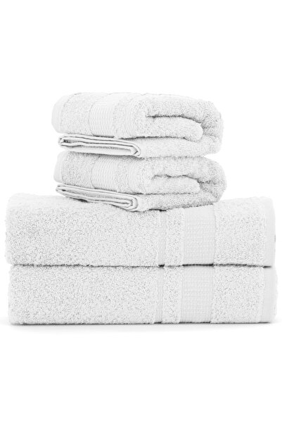 RABY Set of 4 Kring Miriam Towels, 480 gsm, 100% cotton, 2×50×90 & 2×70×140 cm, White