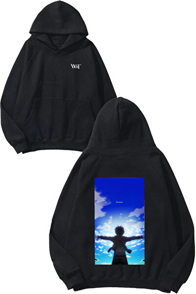 THEWERT Eren Yeager Freedom Design Rucsac cu imprimeu Negru cu glugă Swea tricou