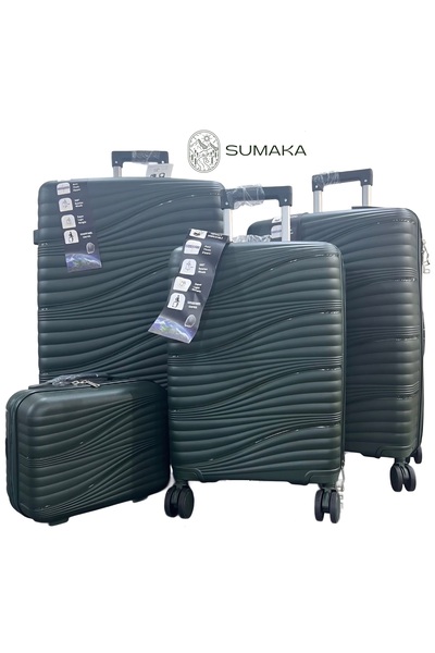 SUMAKA 4-Piece Travel Luggage Trolley Suitcase Set Silicon with Small Bag - 13-20-24-28 inches
