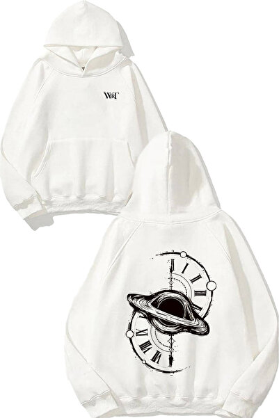 THEWERT The 4th Dimension Design Spate cu imprimeu Alb cu glugă Swea tricou