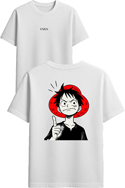VSRN Μπλουζάκι με στάμπα Anime Design με σχέδιο Angry Hat, λευκό, oversized