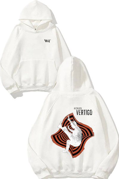 THEWERT Hitchcock Vertigo Design Spate cu imprimeu Alb cu glugă Swea tricou