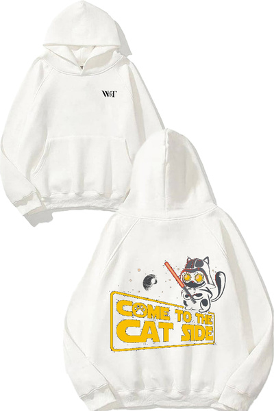 THEWERT Come To The Cat Side Design Rucsac cu imprimeu Alb cu glugă Swea tricou