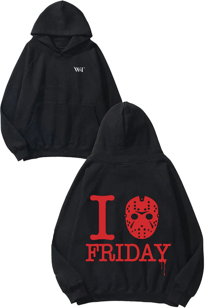 THEWERT I Friday Design Rucsac cu imprimeu Negru cu glugă Swea tricou