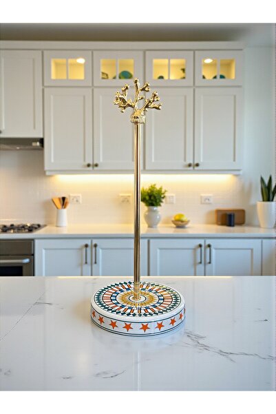 ferayhome Paper Towel Holder Roll Napkin Holder Kitchen Accessory Ceramic Herm Horse Pattern Gold - Feray Home