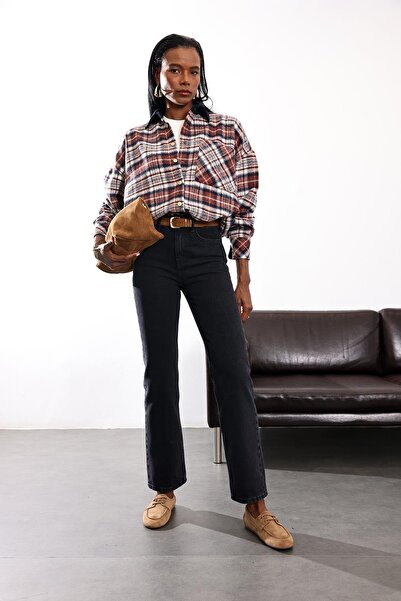 5in1Canpolat Μπλε βελούδινο καρό πουκάμισο με γιακά 04013