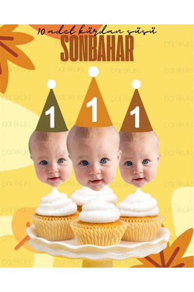 partikuki Kişiye Özel Sonbahar Temalı Fotoğraflı Pinterest Kürdan Cupcake Süs...