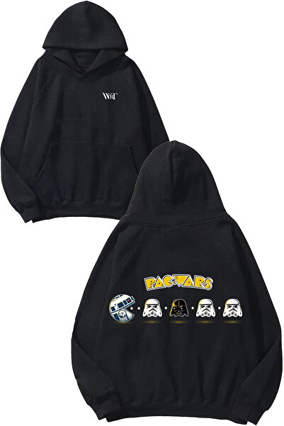 THEWERT سترة باكوارز ديزاين مطبوع سوداء بغطاء رأس