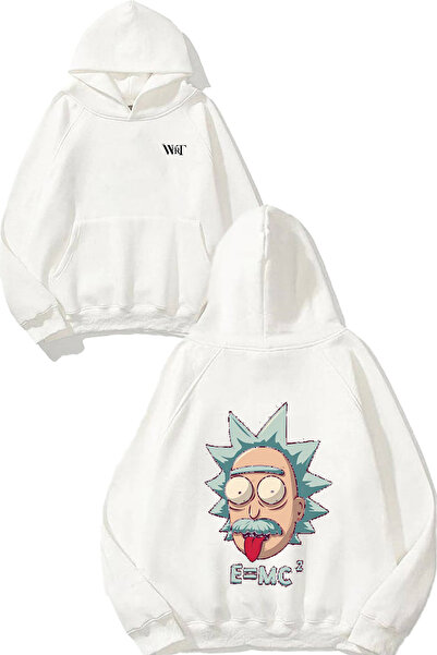 THEWERT E=MC2 Einstein Design Spate cu imprimeu Alb cu glugă Swea tricou