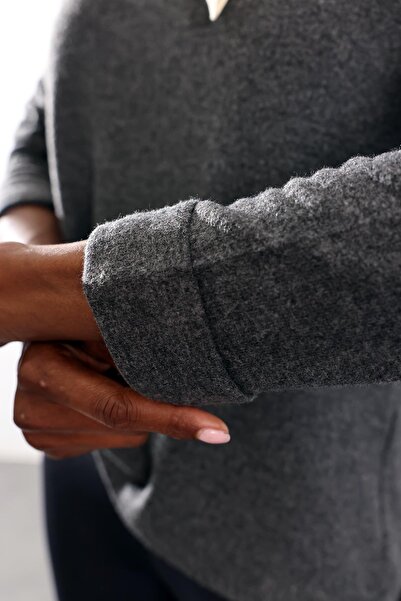 5in1Canpolat Μπλουζάκι με διπλό μανίκι ανθρακί 25249