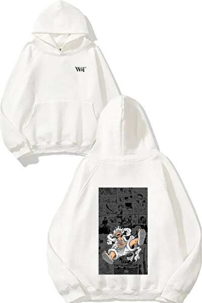 THEWERT One Piece Luffy Cute Design Back cu imprimeu White cu glugă Swea tricou