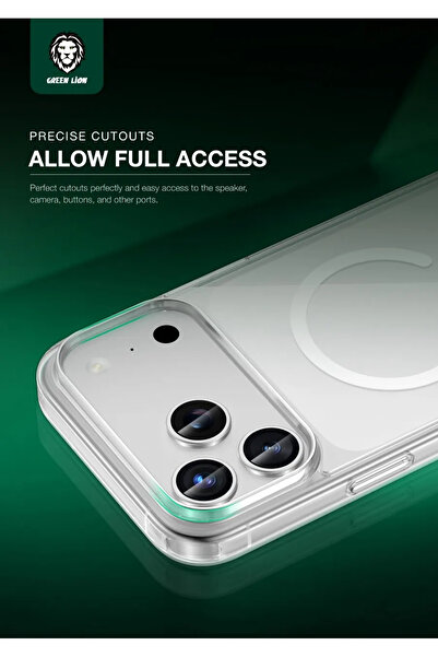 Green Lion جراب ماج سيف كريستال كلير لأجهزة Ip 17 Pro - شفاف