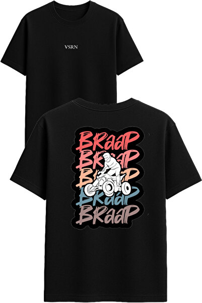 VSRN Braap braap Μπλουζάκι με στάμπα σχεδίου, μαύρο, oversized