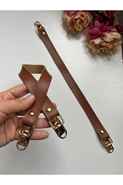 zg hobi aksesuar Gold Color Detailed Faux Leather Handle for Knitted Bags