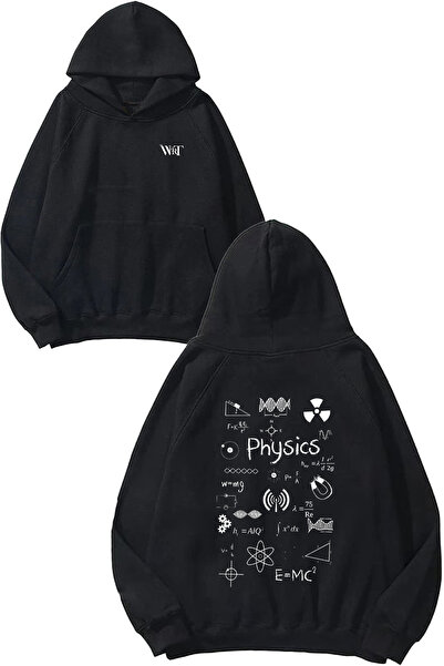 THEWERT سويت شيرت Physics Design Back مطبوع أسود بغطاء رأس
