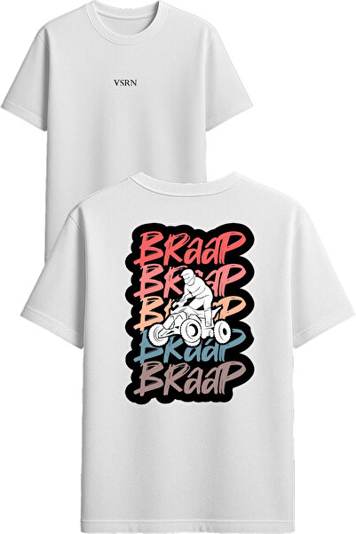 VSRN Μπλουζάκι Braap braap με στάμπα σχεδίου, λευκό, oversized