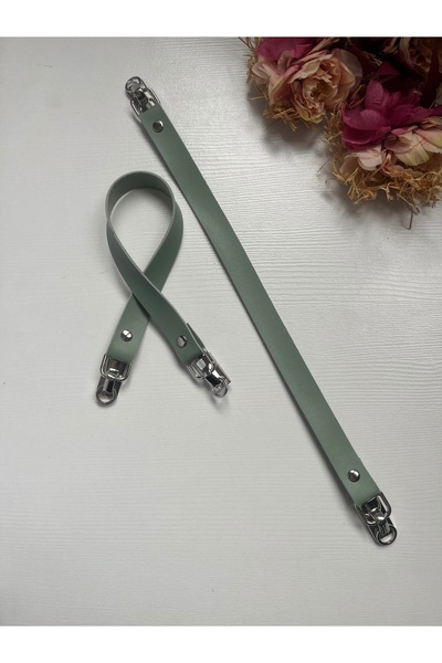 zg hobi aksesuar Silver Color Detailed Faux Leather Handle for Knitted Bags