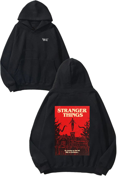 THEWERT Stranger Things 2 Design Rucsac cu imprimeu Negru cu glugă Swea tricou