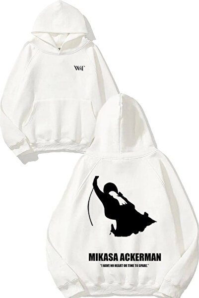 THEWERT Mikasa Ackerman 3 Design Spate cu imprimeu Alb cu glugă Swea tricou