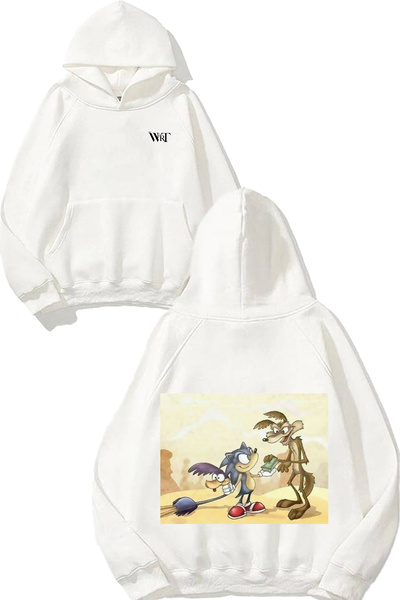 THEWERT Sonic For Hire Design Rucsac cu imprimeu Alb cu glugă Swea tricou