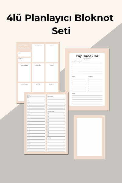 Chi-Chi Papers مجموعة من 4 دفاتر تخطيط للمبتدئين في العمل - ملاحظات وقائمة ال...